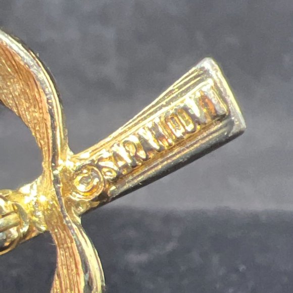 Vintage Sarah Coventry Gold Tone Open Leaf Brooch Signed (4088) - Picture 6 of 6